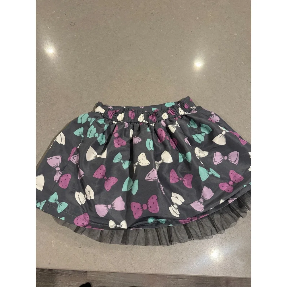 Sonoma Kids Girls 6 Bow‎ Print Tulle Layered Skirt Gray Purple Pink Aqua